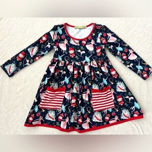 Millie Loves Lily Festive Long Sleeve Dress with Pockets
